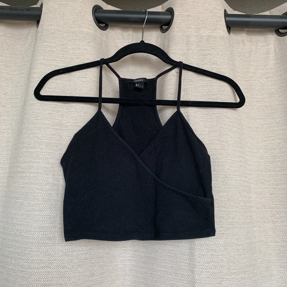 Black Wrap Style Cropped Top